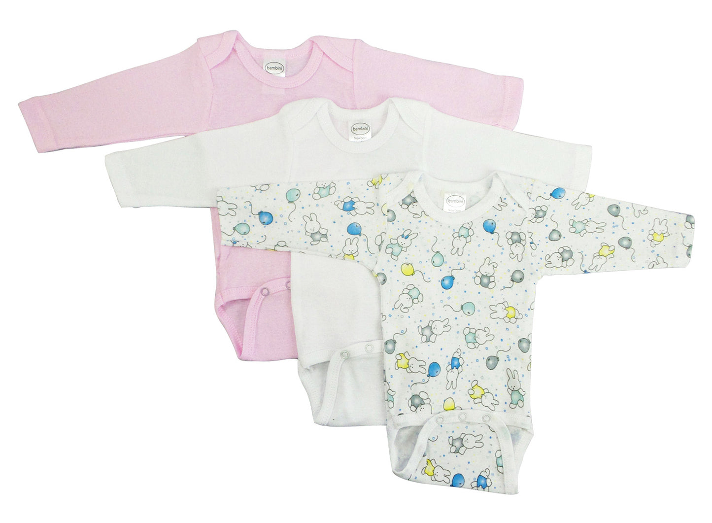 Girls' Long Sleeve Printed Onesie Variety Pack